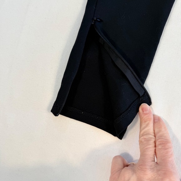 Tart Womens XS Black Lamb Leather Front Ponte Knit Leggings Ankle Zip Moto Pants - Picture 10 of 13